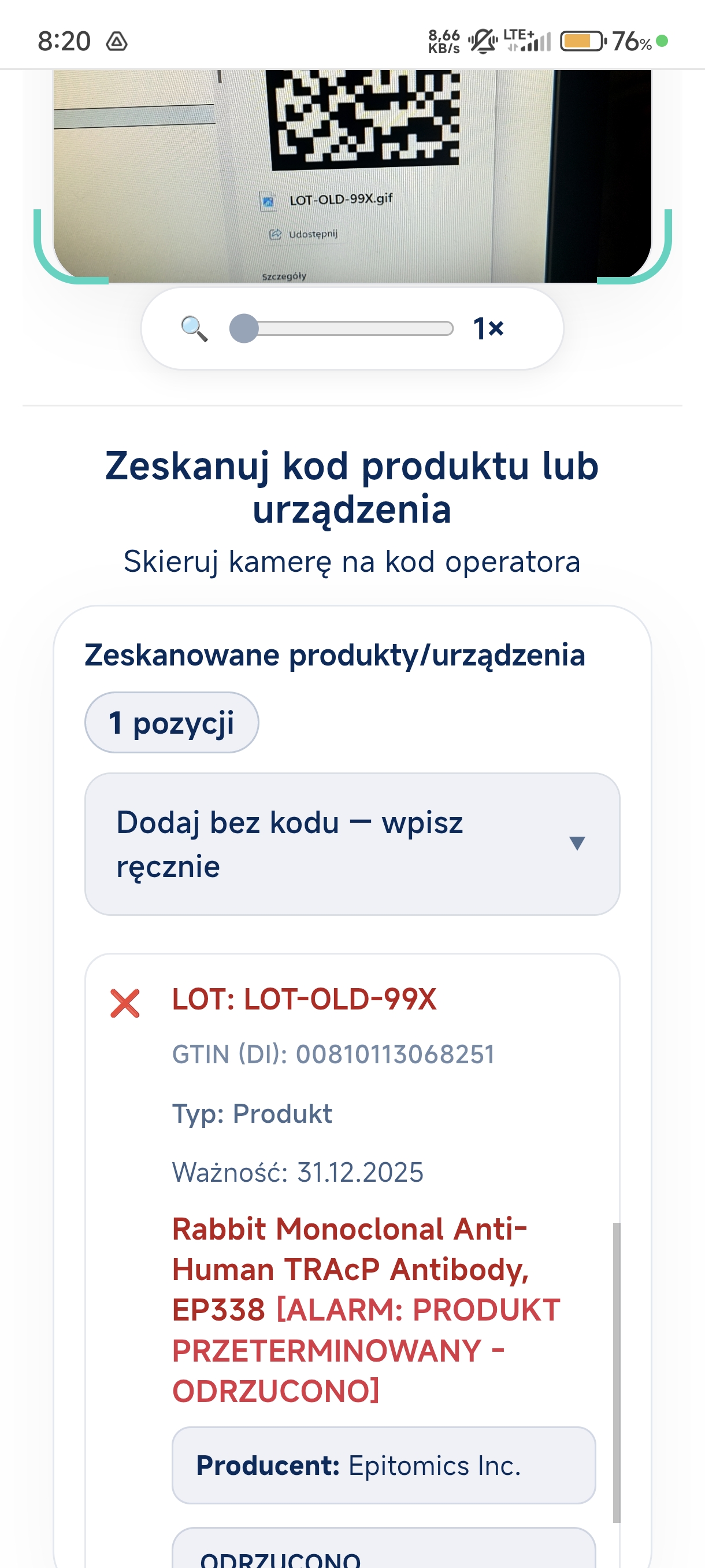 Strażnik MDR — zablokowany produkt przeterminowany